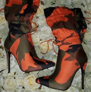 New Orange Camo Bootie